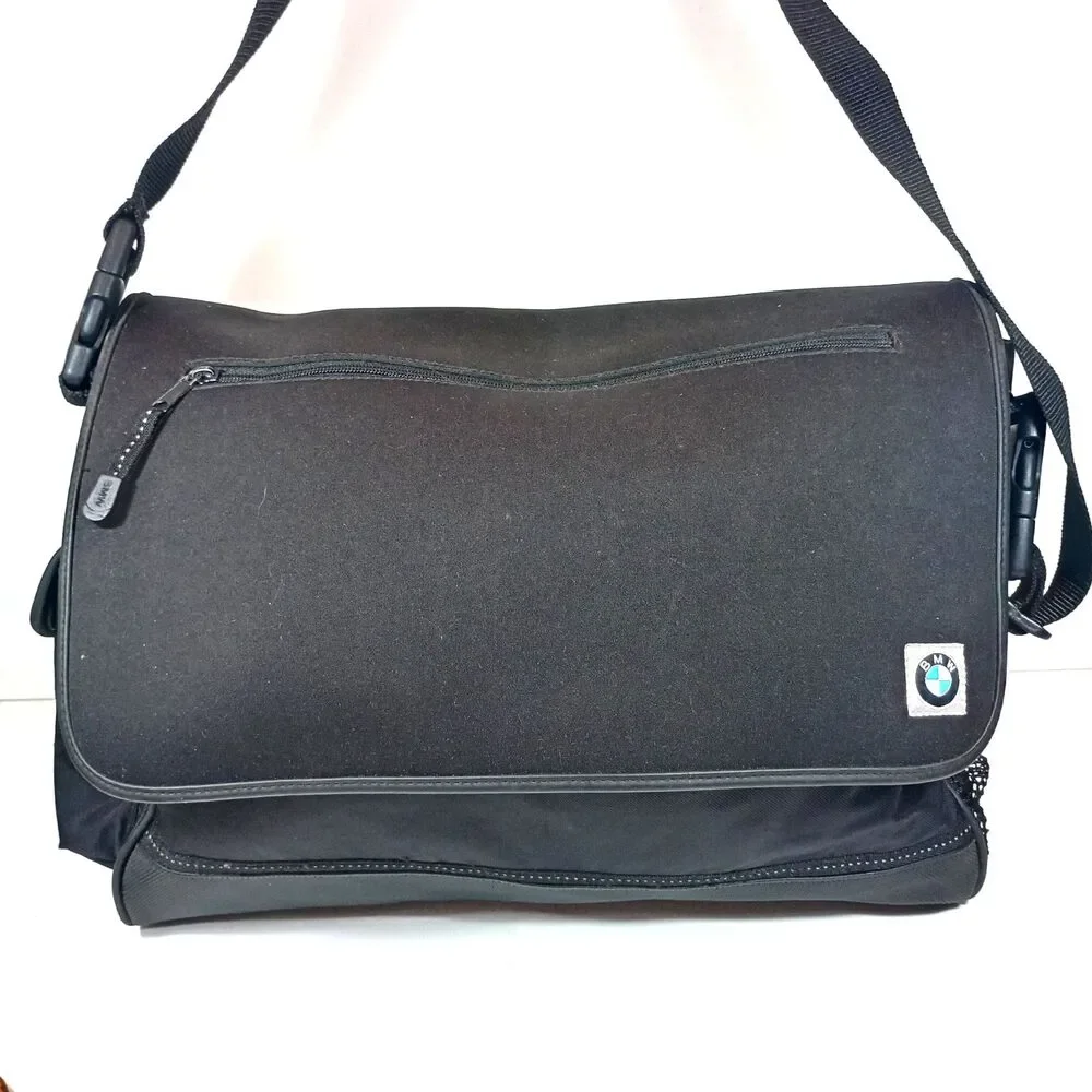 BMW Messenger Laptop Bag Black Shoulder Crossbody Briefcase Tech Travel Work